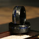 Meteorite Sapphire Wedding Band for Men | 8mm Black Tungsten Ring