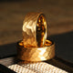 Minimalist Gold Wedding Band for Men | 8mm Hammered Tungsten Ring