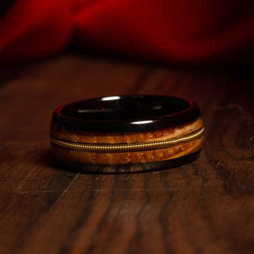 Whiskey Barrel Guitar String Wedding Band for Men | Black Tungsten Ring 5