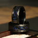 Orion Blue Sandstone Wedding Band for Men | Black Hammered Tungsten Ring