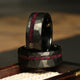 Red Fire Opal Wedding Band for Men | 8mm Black Hammered Tungsten Ring