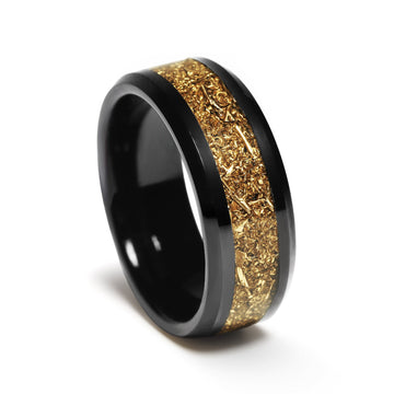 Brass Ammunition Wedding Band for Men | 8mm Black Tungsten Ring 7