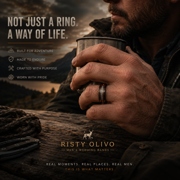 Whiskey Barrel Meteorite Wedding Band for Men | 8mm Black Tungsten Ring | Rovalt 9