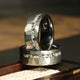 Silver Hammered Meteorite Wedding Band for Men | 8mm Tungsten Ring