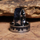Treeline Blue Sandstone Wedding Band for Men | 8mm Silver Tungsten Ring