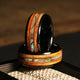Whiskey Barrel Guitar String Abalone Wedding Band for Men | 8mm Black Tungsten Ring