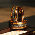 Whiskey Barrel Meteorite Wedding Band for Men | 8mm Rose Gold Tungsten Ring