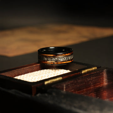 Whiskey Barrel Meteorite Wedding Band for Men | 8mm Black Tungsten Ring | Rovalt 3