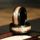 White Opal Gold Leaf Wedding Band for Men | 8mm Black Hammered Tungsten Ring