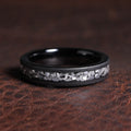 Meteorite Ring for Women | 4mm Brushed Black Tungsten Band Comfort Fit