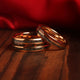 Meteorite Dinosaur Bone Matching Wedding Band Set | His and Hers Rose Gold Tungsten Rings