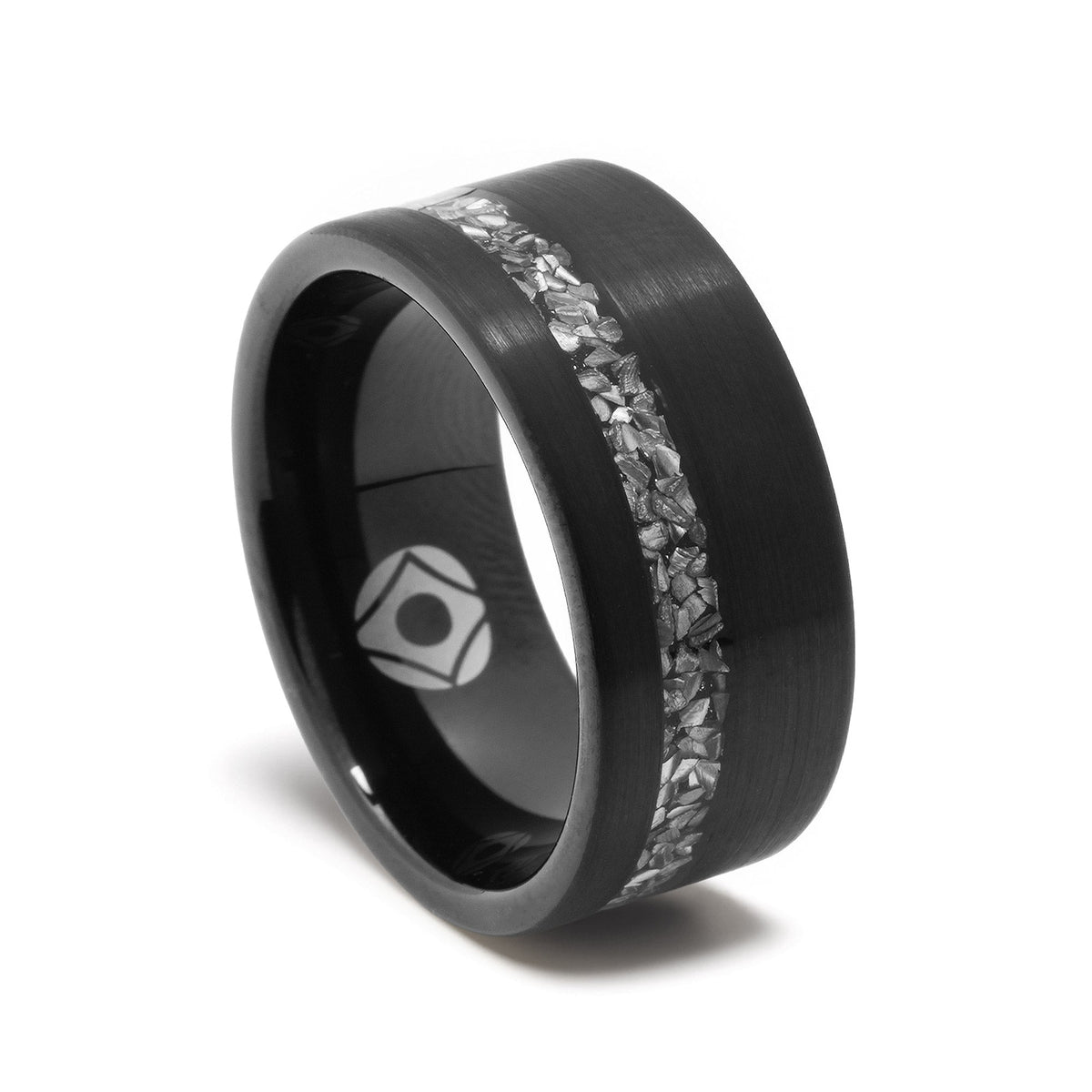 Meteorite wedding ring for men with bold 10mm profile