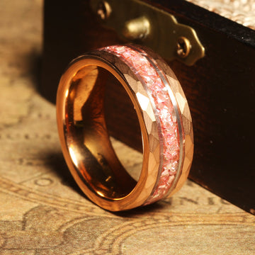 Morganite Wedding Band for Him or Her | 8mm Rose Gold Tungsten Ring 4