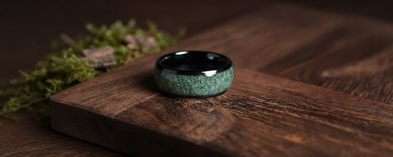 Moss Agate Wedding Rings