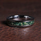 Moss Agate Wedding Band for Women | 4mm Silver Tungsten Ring | Nature-Inspired Comfort Fit