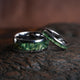 Moss Agate Matching Wedding Band Set | His & Hers 8mm Silver Tungsten Couple Rings
