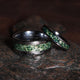 Moss Agate Matching Wedding Band Set — His and Hers 8mm & 4mm Silver Tungsten Couple Rings