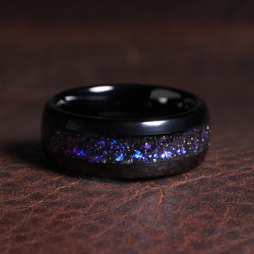 Galaxy Opal Nebula Men's Wedding Band | 8mm Black Tungsten Ring with Cosmic Opal Inlay 10