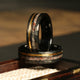 Pink Sand Gold Strip Wedding Band | 6mm Black Hammered Tungsten Ring