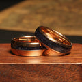 Sandstone Matching Wedding Band Set | His and Hers Rose Gold Tungsten Rings