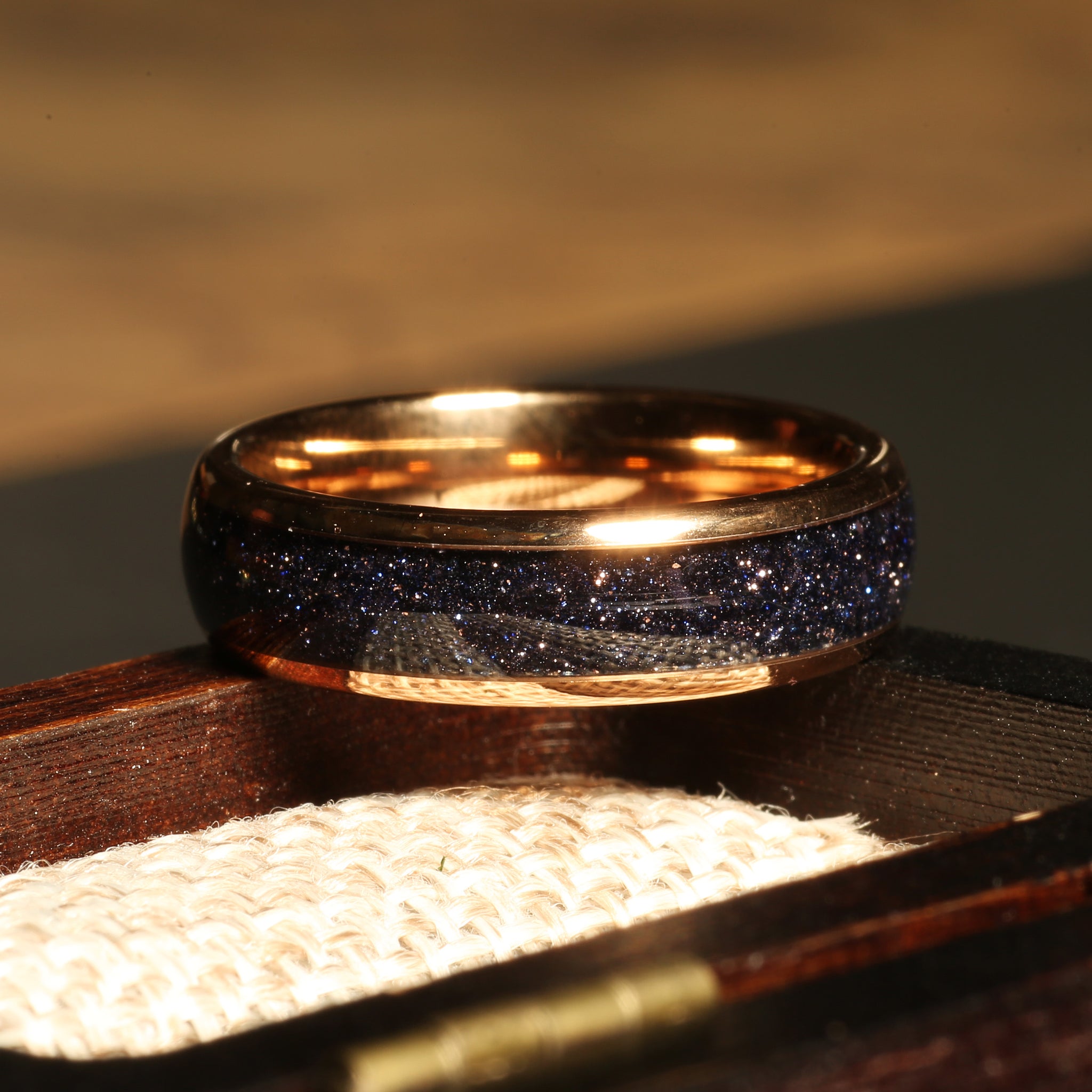 Sandstone Matching Wedding Band Set | His and Hers Rose Gold Tungsten Rings