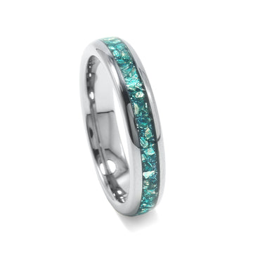 Aquamarine Ring for Women | 4mm Silver Tungsten Band 4