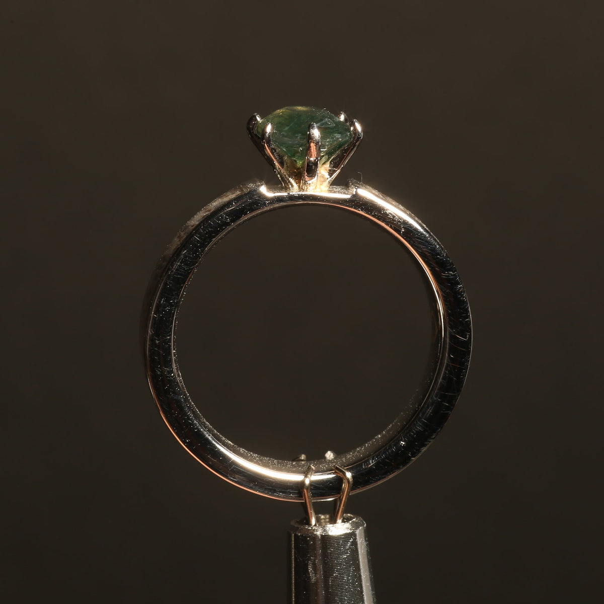 Sterling silver moss agate ring for women with deer antler