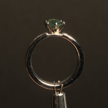 Moss Agate Deer Antler Ring for Women | 4mm Sterling Silver Band 6