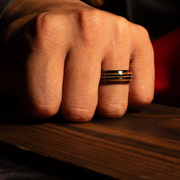 Domed Whiskey Barrel Guitar String Ring for Men | 8mm Black Tungsten Band 3