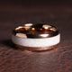 White Opal Wedding Band for Men | 8mm Rose Gold Tungsten Ring Comfort Fit
