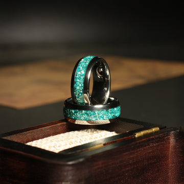 Aquamarine Ring for Women | 4mm Silver Tungsten Band 3