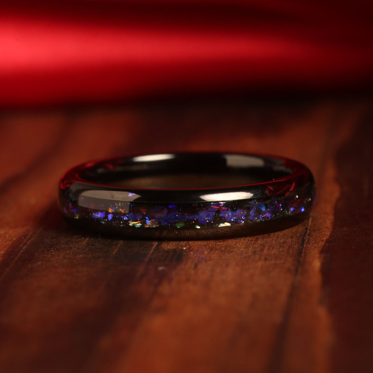 Women’s 4mm nebula blue sandstone ring with comfort fit