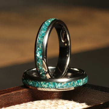 Aquamarine Ring for Women | 4mm Silver Tungsten Band 1