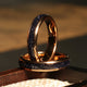 Blue Sandstone Ring for Women | 4mm Rose Gold Tungsten Band