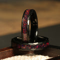 Dragon Rider Red Fire Opal Ring for Women | 4mm Black Tungsten Band