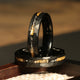 Women's Meteorite Gold Leaf Wedding Band | 4mm Black Tungsten Ring
