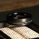 Meteorite Obsidian Ring for Women | 6mm Brushed Black Tungsten Band