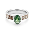 Moss Agate Deer Antler Ring for Women | 4mm Sterling Silver Band