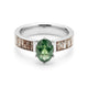 Moss Agate Deer Antler Ring for Women | 4mm Sterling Silver Band