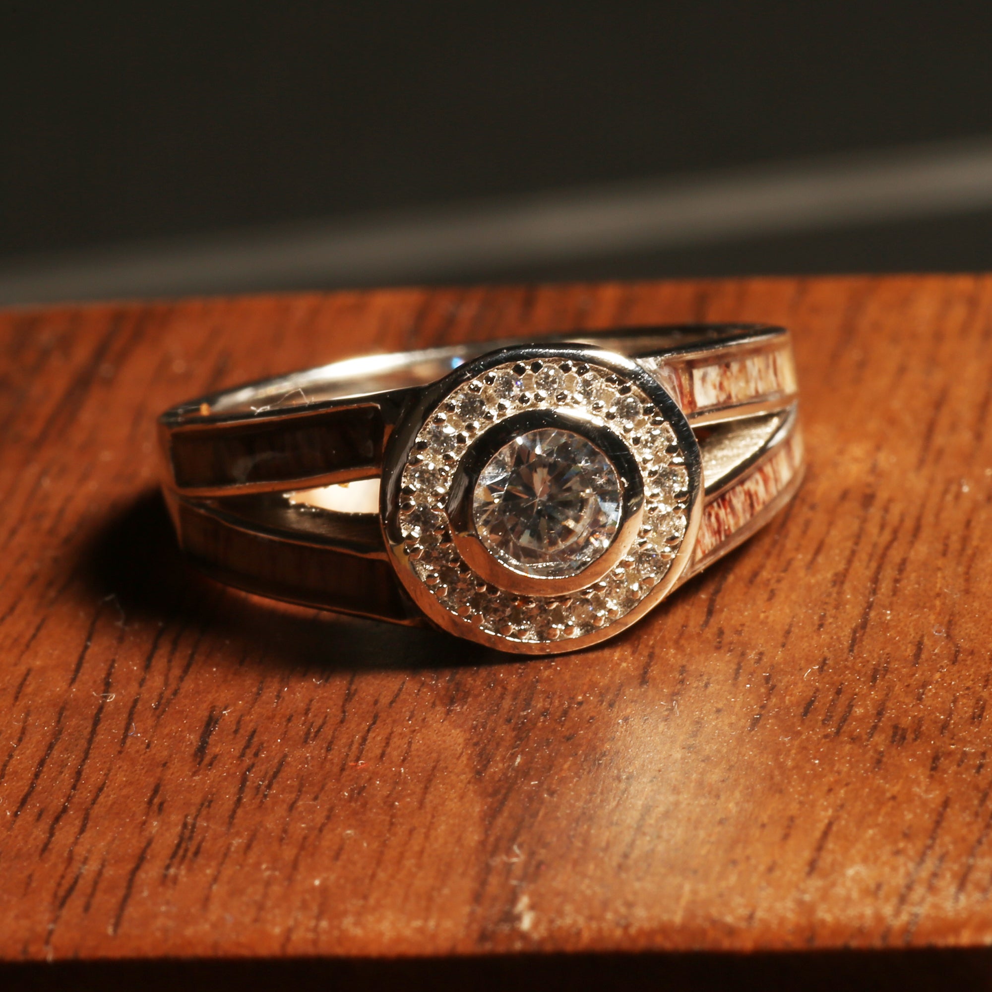 Deer Antler Halo Ring for Women | 5mm Sterling Silver Band