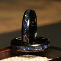Nebula Blue Sandstone Ring for Women | 4mm Black Tungsten Band