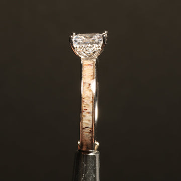 Deer Antler Princess Cut Ring for Women | 4mm Sterling Silver Band 3